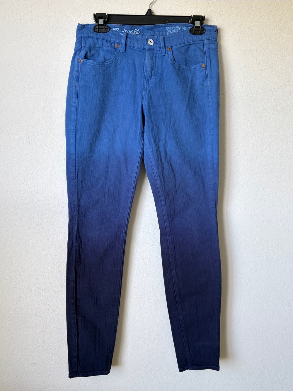 Madewell Skinny Skinny Jeans Womens 27x32 Blue Ombre Fade Mid Rise Stretch Denim